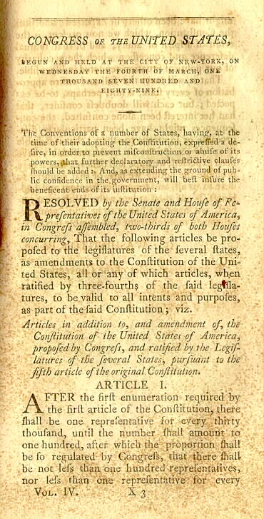 Bill of Rights page 1