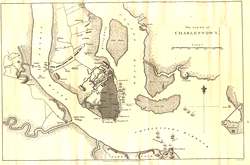英国围攻南卡罗来纳查尔斯顿失败的地图