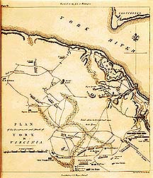 1781年10月，英军在约克城部署的前哨和盟军阵地